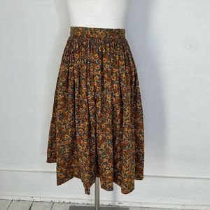 1950s Cotton Watercolor Floral Skirt